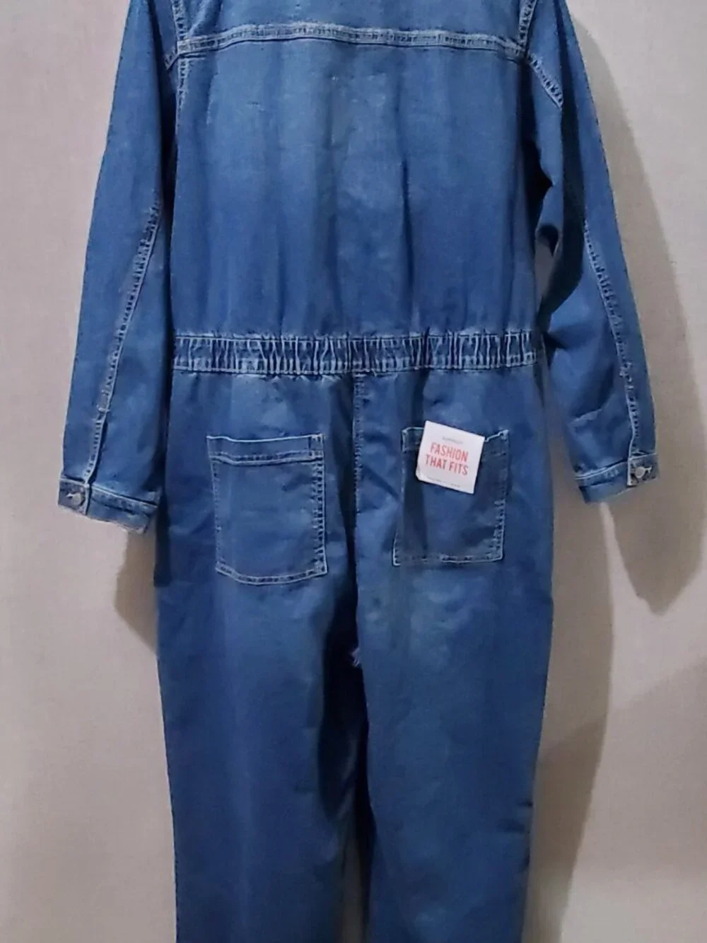 Celebrity Pink Juniors Denim Jumpsuit XXXL Blue Button Front Elastic Waist New - Picture 4 of 14